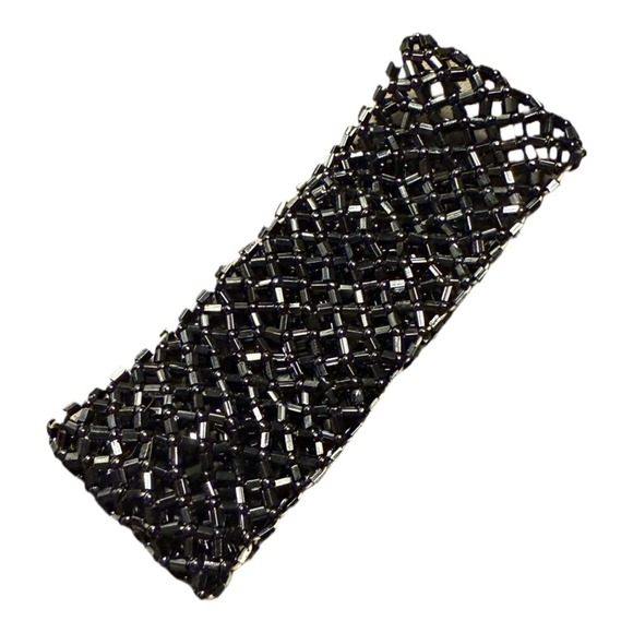 Jewelry - Micro Beaded Black Elastic Cuff Bracelet Woven